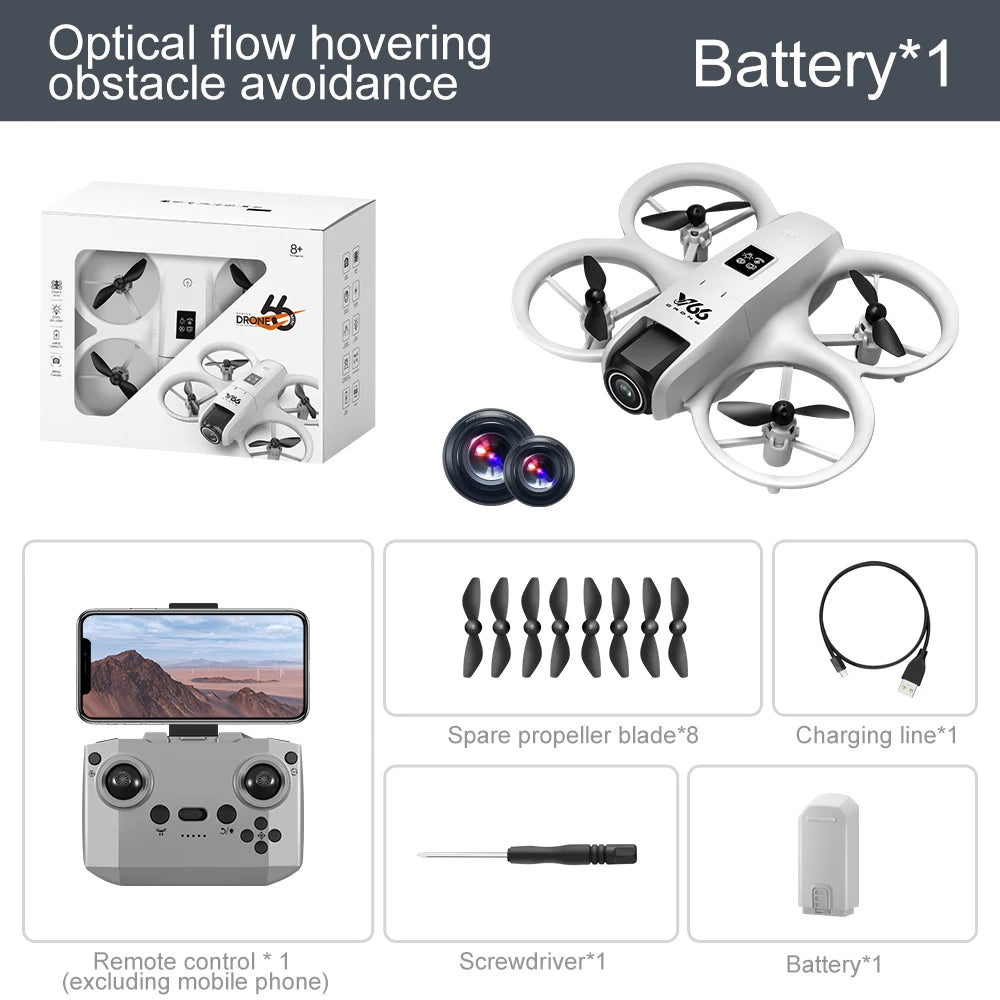 New V66 Mini Drone WIFI FPV Hover 4K Professional HD Camera Pocket Coloful Lights Dron Rc Plane Foldable RC Quadcopter Boy Toys