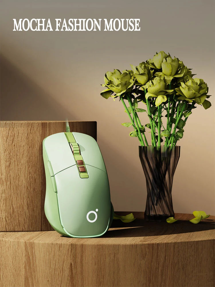 New USB Wired Mouse Ergonomic RGB Backlit Green Mice Silent Optical Girl Gamer Mause for gaming office desktop computer notebook