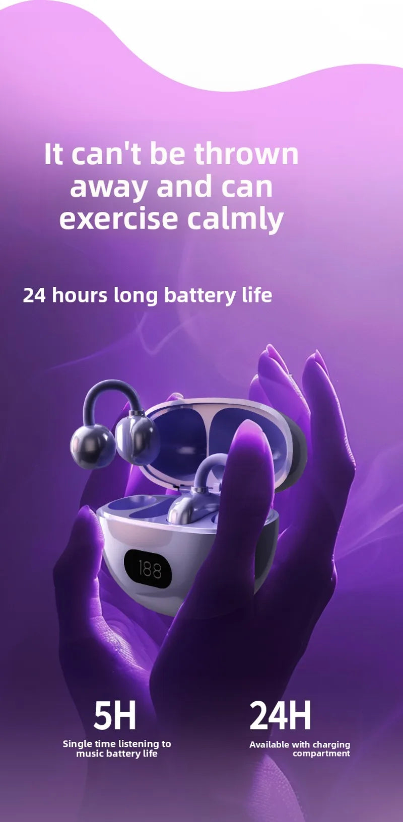 Open Ear Wireless Earphones 144 language Real Time Translator Ear Clip Earbuds Bluetooth Clip On OWS Sports Headphones HD Call