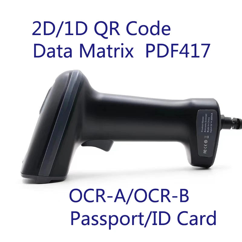 2D/1D OCR Barcode Scanner Handheld Portable Wired USB Reader MRZ PDF417 Data Matrix for Retail Store /Passport Identity Card