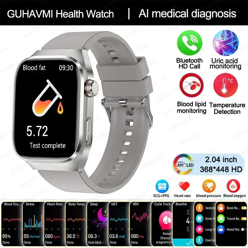 Xiaomi Blood Pressure Uric Acid Body Fat Smartwatch Micro Physical Examination Organ Health Watches Bluetooth Call Smart Watch