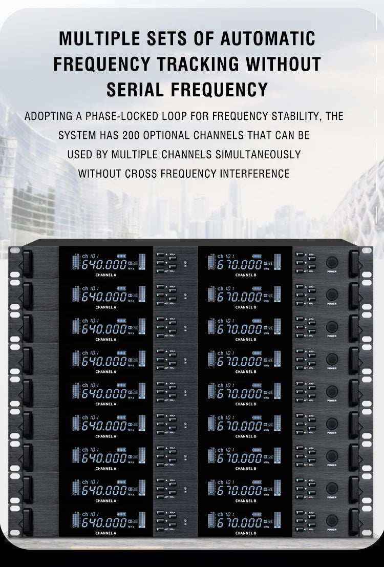 UHF Professional Wireless Microphone 2-channel Metal Handheld  Karaoke Singing Stage Wedding Performance Conference Microphone