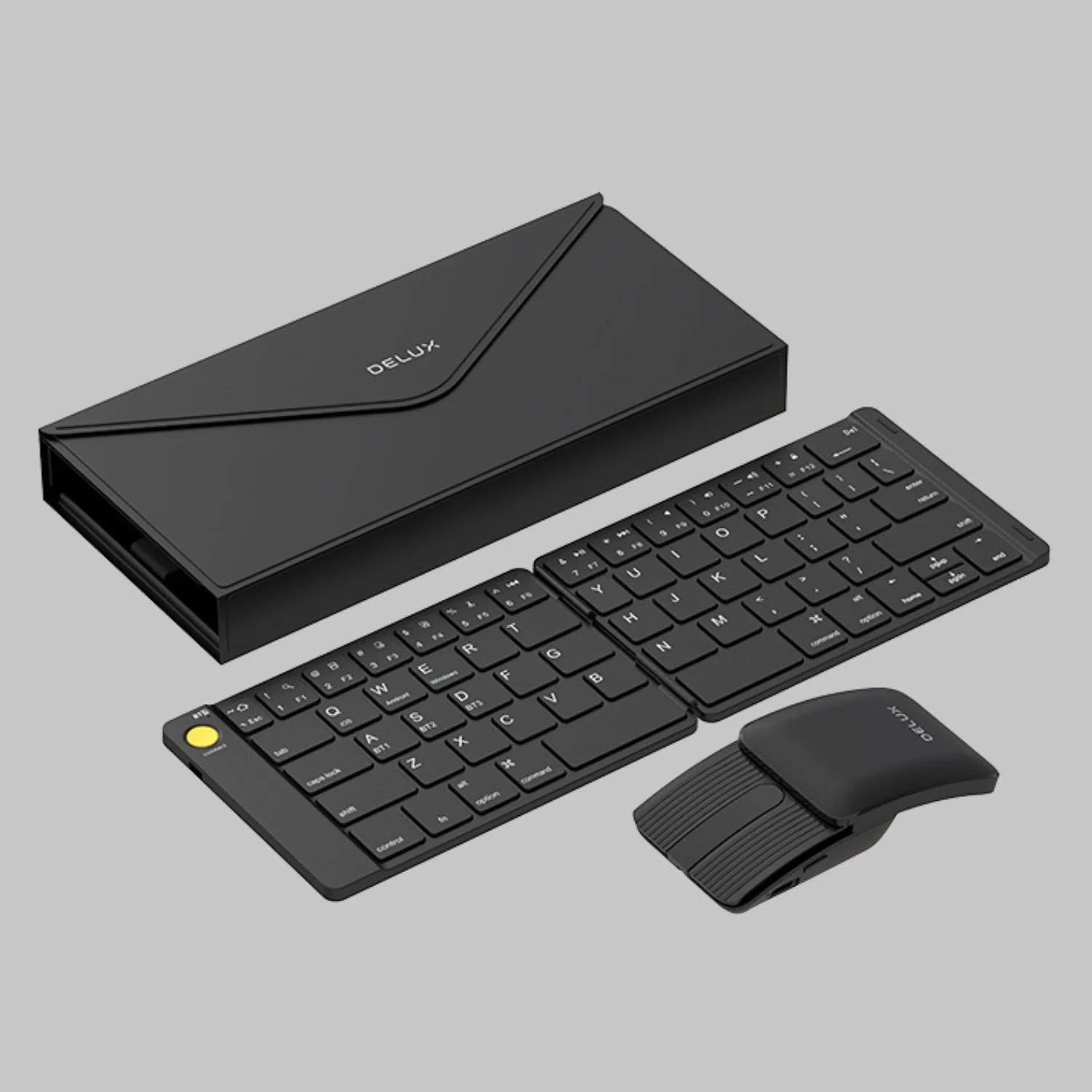 Delux Folding Keyboard Mouse Set Wireless Ultra Slim Portable Silent Kit Multi-Device Support For Windows Android IOS System