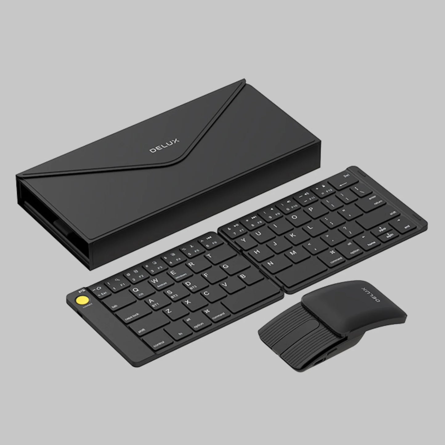 Delux Folding Keyboard Mouse Set Wireless Ultra Slim Portable Silent Kit Multi-Device Support For Windows Android IOS System