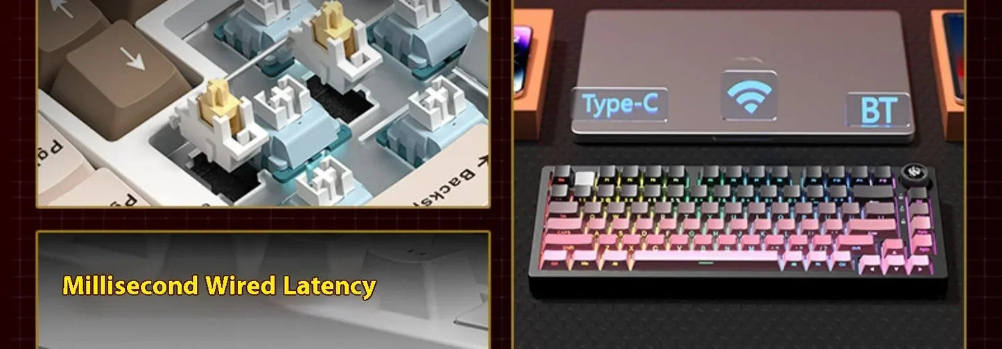 Leobog Hi75C Gaming Aluminum Wireless Mechanical Keyboard Kit Hi75 Hi75C Pro 81Keys Bluetooth 2.4G Wired  Hotswap Gamer Keyboard