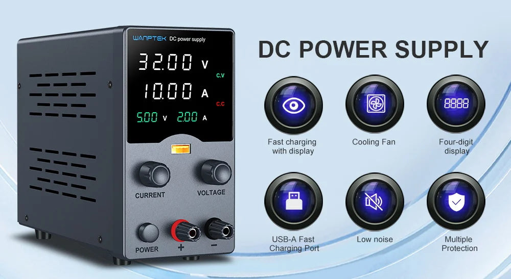 Wanptek DC Power Supply 30V 10A 5A Variable Bench Power Supply Adjustable Lab Power Supply 60V 5A 120V 3A  Voltage Regulator