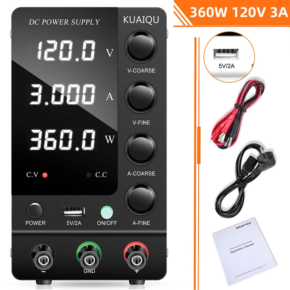 KUAIQU DC Laboratory Power Supply 30V 60V 120V Adjustable Voltage Regulator Bench Switching Power Supply Preset Current ON/OFF