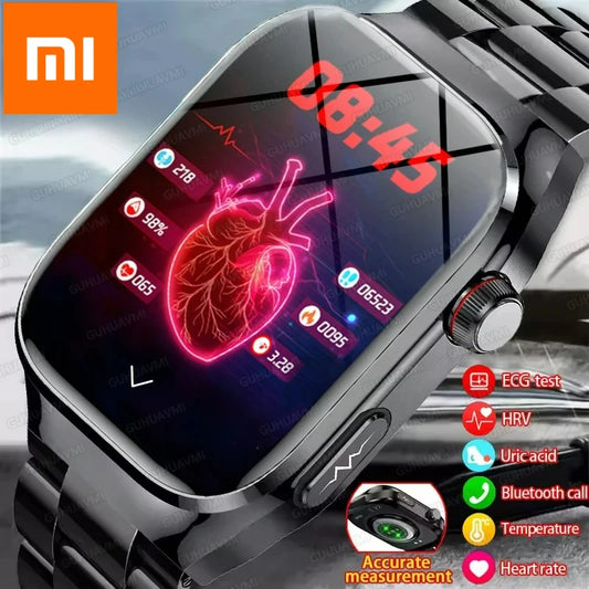 Xiaomi 2025 New Three highs Blood Pressure Smartwatch ECG Uric Acid Heart Rate Clock Body Analysis Health Monitoring Watches