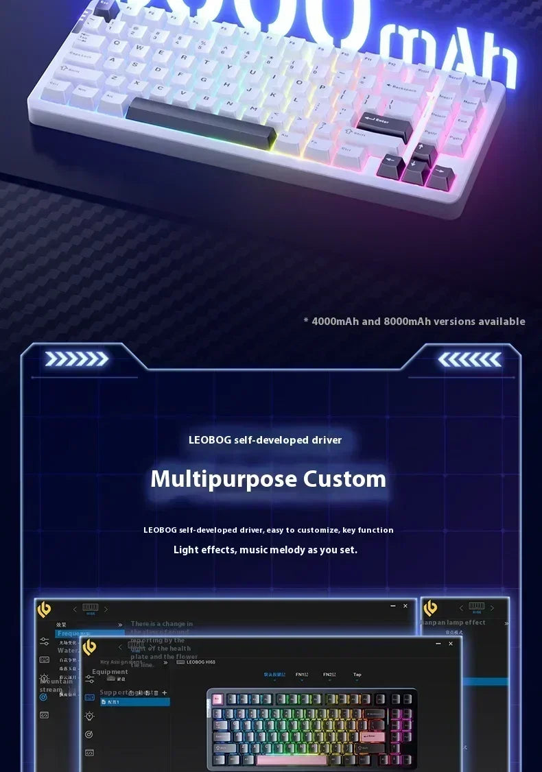 LEOBOG Hi86 Mechanical Keyboard Three-mode Aluminum Alloy Hot-Swap RGB Light Gasket Game Keyboard Customized Esports Accessories