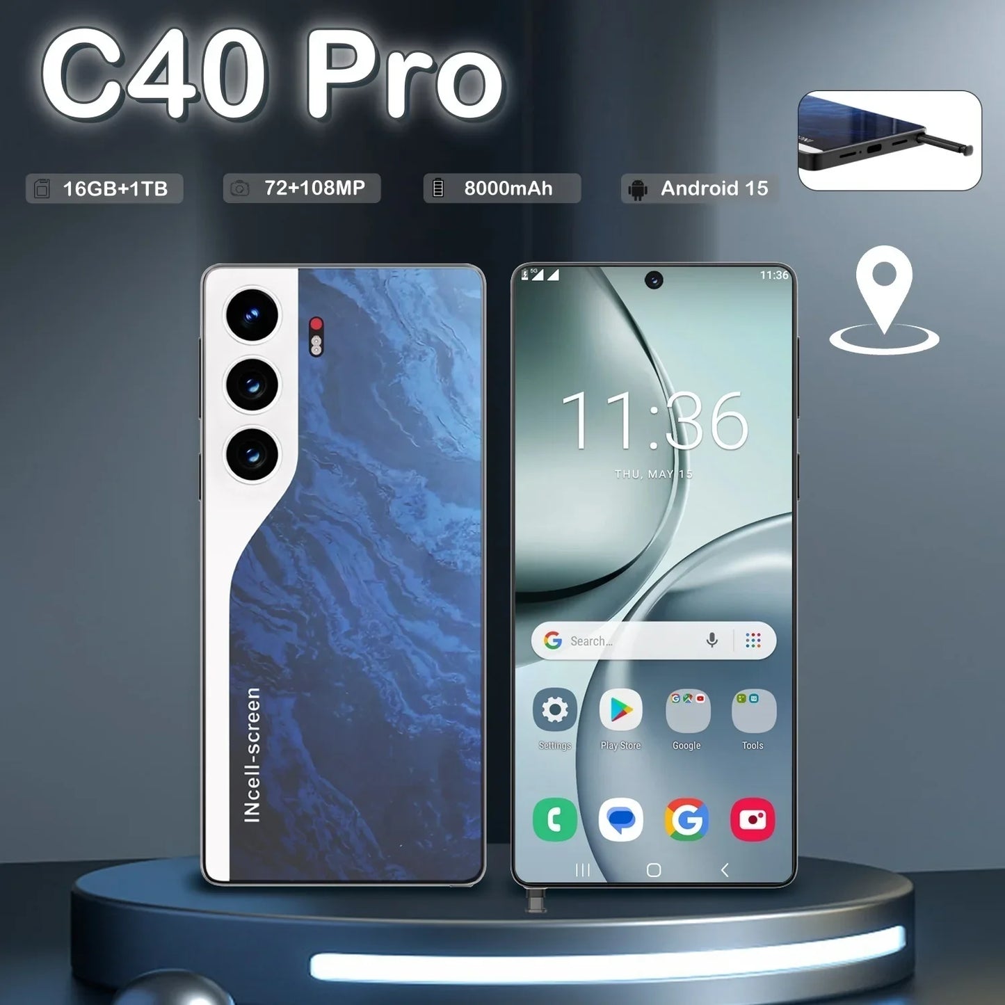 HOT 2025 new C40 Pro original intelligent 4G 5G dual card dual standby Android 14 system global version 108MP 8000mAh battery