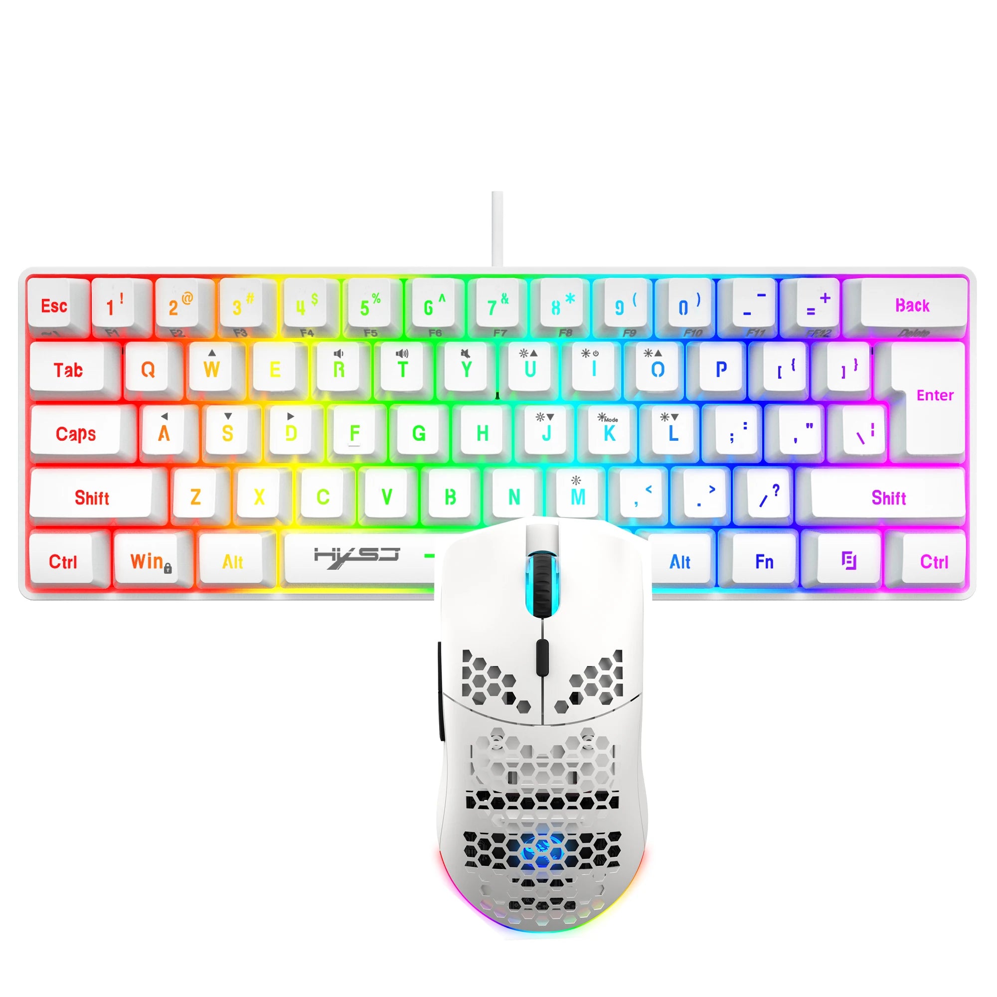 Hot sale 60% mini portable gaming keyboard and mouse combos wired keyboard ergonomic RGB backlit wireless mouse for laptop game