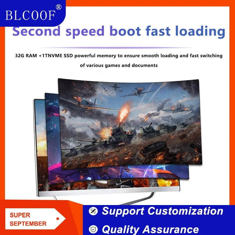 New 27‘’Curved Screen All In One PC Intel i5/i7 Gaming PC 8GB RAM SSD Full PC All In One Desktop Computer With Windows