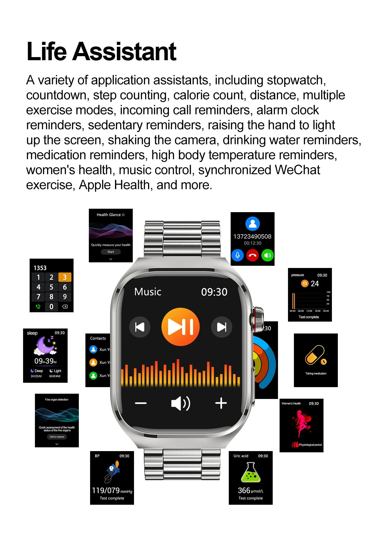 Xiaomi 2025 New Three highs Blood Pressure Smartwatch ECG Uric Acid Heart Rate Clock Body Analysis Health Monitoring Watches