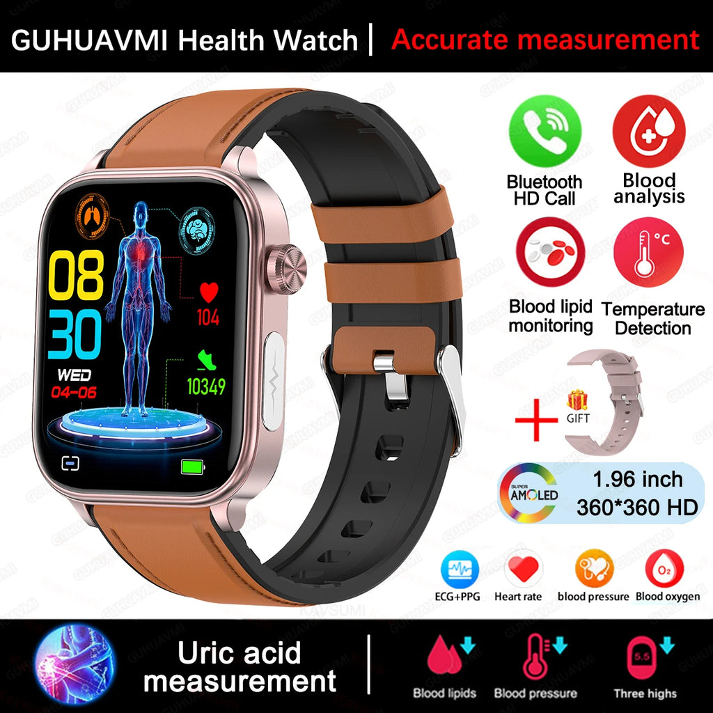 2025 New For XIAOMI ECG+PPG Blood Fat Uric Acid Health Smartwatch Men Women Heart Rate Blood Pressure Bluetooth Call Smart Watch