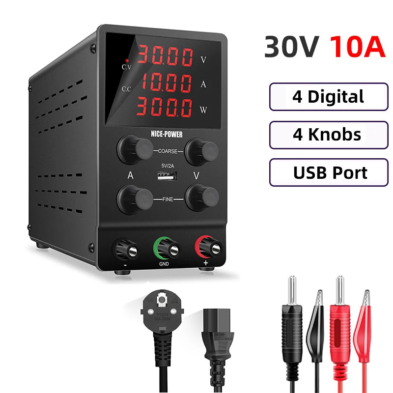 30V 10A DC Power Supply Adjustable Digit Display Dual Channel Lab Power Supplies Voltage Regulator Multiple Output 120V3A 60V5A