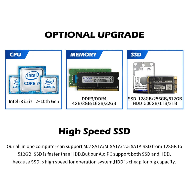 Computer Intel I7-4700S PC Gamer Completo Desktop 8/16GB 24 Inch Gaming PC Full Set Monoblock PC All In One System Unit PC