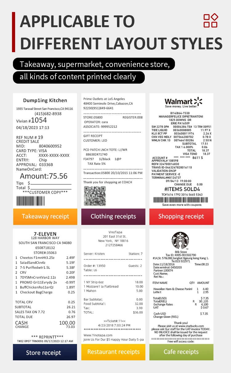 HZTZ 58mm Thermal Receipt Printer for Android iOS Windows system can be connected to cash registers Suitable for catering, super