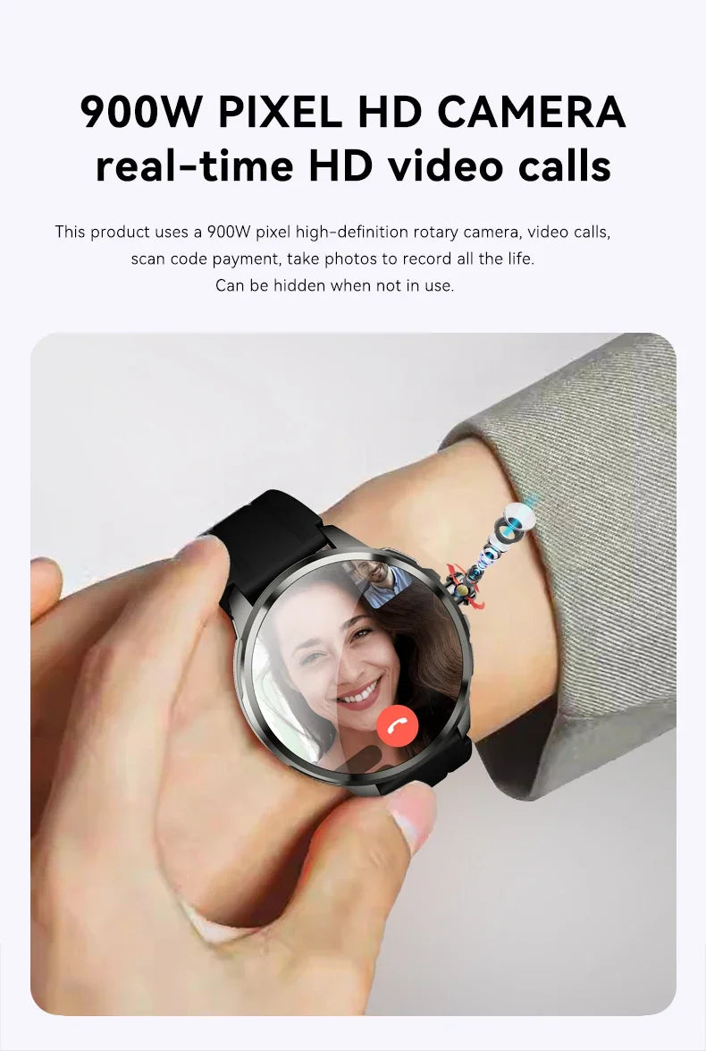 5G/4G Full Network Smart Watch 1.95 inch 720*720 Big Screen HD 8GB+128GB RAM Video Call Smartwatch Google Play WIFI GPS Sim Card