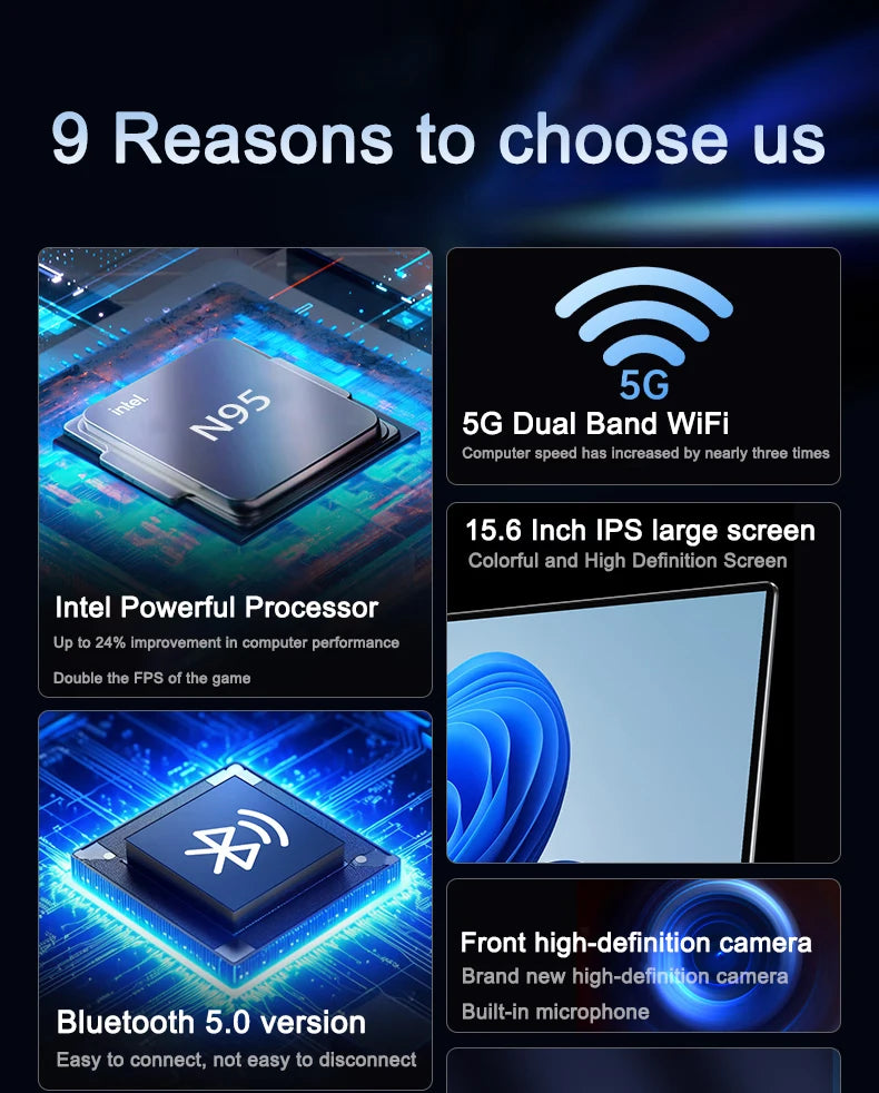 New Ultra Slim 15.6" Laptop N95 32GB RAM 2048GB SSD 7500mAh Battery  Notebook Gamer Office Study Computer PC Windows 11 Pro