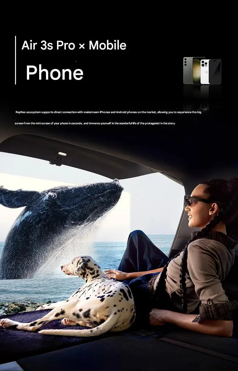 Rayneo Air3s Pro AR Smart Glasses 1200nits 135inches HD Screen 3840 Hz PWM 3D Glasses For Xbox PS5 Switch