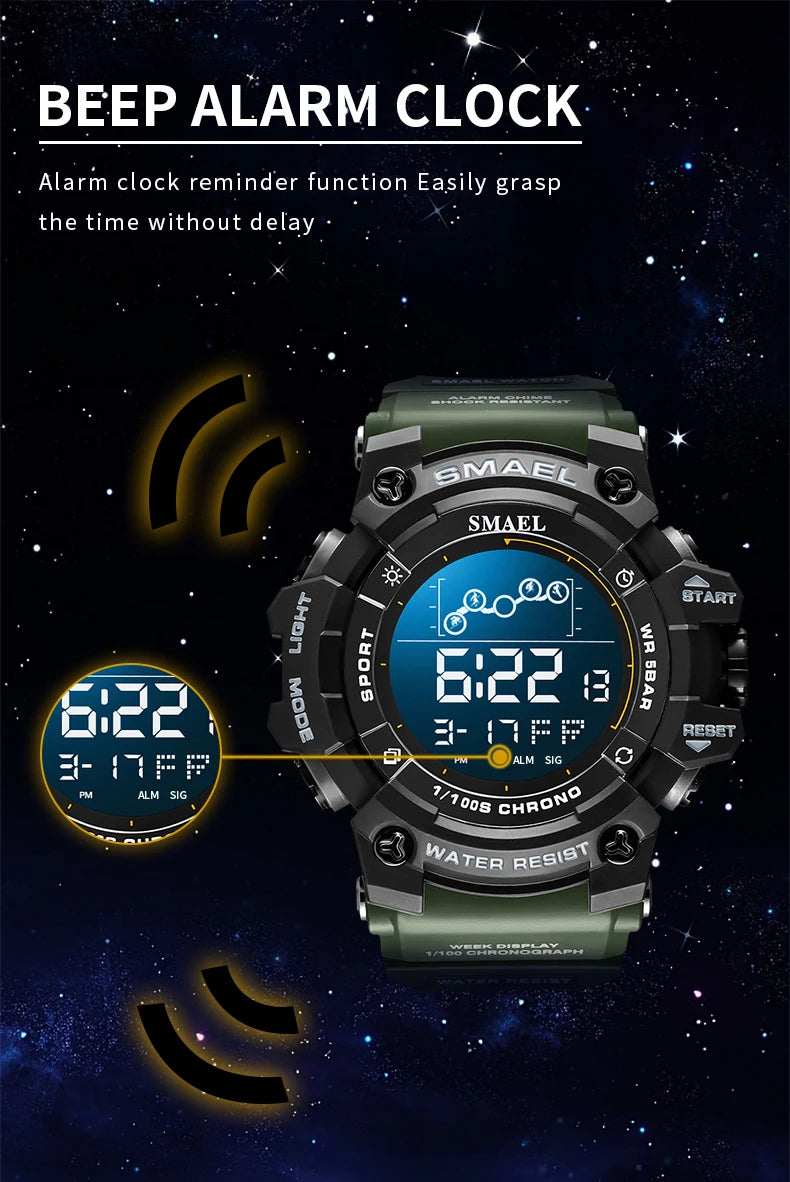 SMAEL Digital Watches Sports for Men 50m Waterproof LED Watches 8082 Men;s Wristwatches Digital  Clock Mens Sport Watches