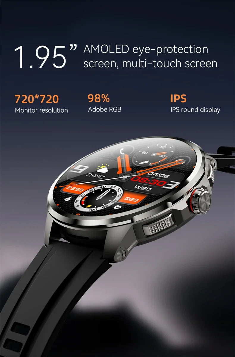 5G/4G Full Network Smart Watch 1.95 inch 720*720 Big Screen HD 8GB+128GB RAM Video Call Smartwatch Google Play WIFI GPS Sim Card