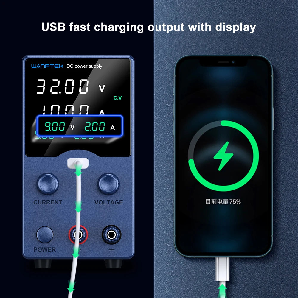 Wanptek DC Power Supply 30V 10A 60V 5A 120V 3A Adjustable Laboratory Power Supply with USB fast Charging Bench Power Supplies