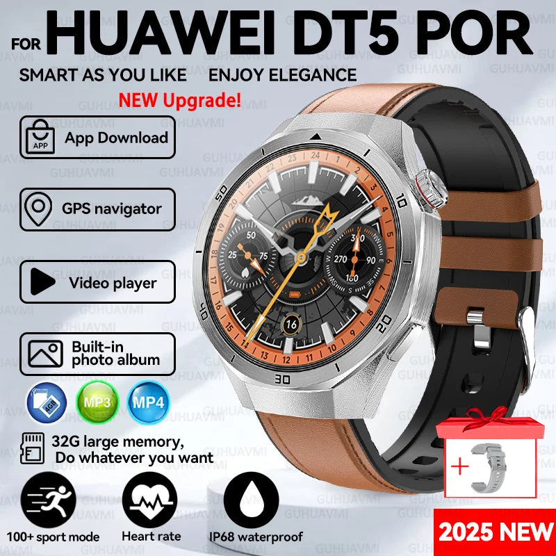 For HUAWEI GT 5 Pro 2025 New SmartWatches 32Gb Memory MP3&MP4 APP Download AGPS Navigation map Bluetooth call NFC SmartBracelet