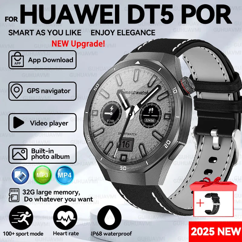 For HUAWEI GT 5 Pro 2025 New SmartWatches 32Gb Memory MP3&MP4 APP Download AGPS Navigation map Bluetooth call NFC SmartBracelet