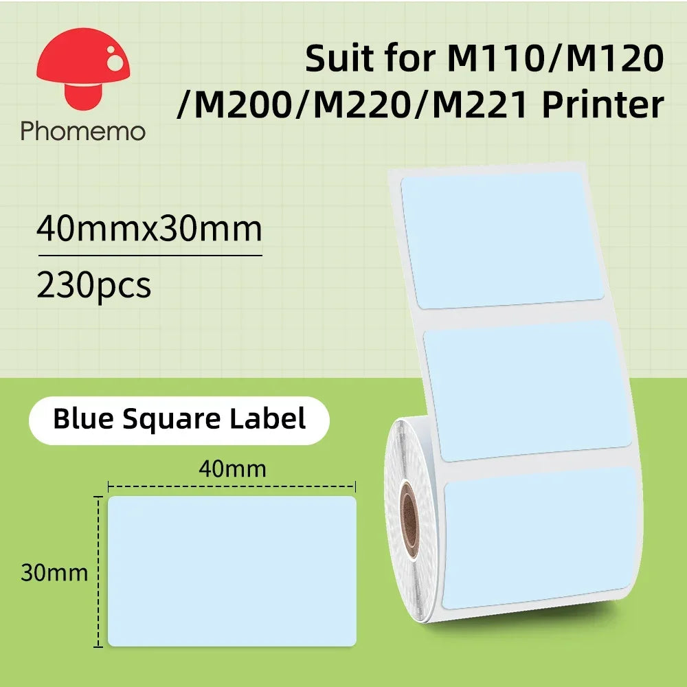Phomemo M221 Label Printer Portable Thermal Maker Bluetooth Handheld Barcode QR Code Sticker Paper Rolls Labeller White 75mm Tag