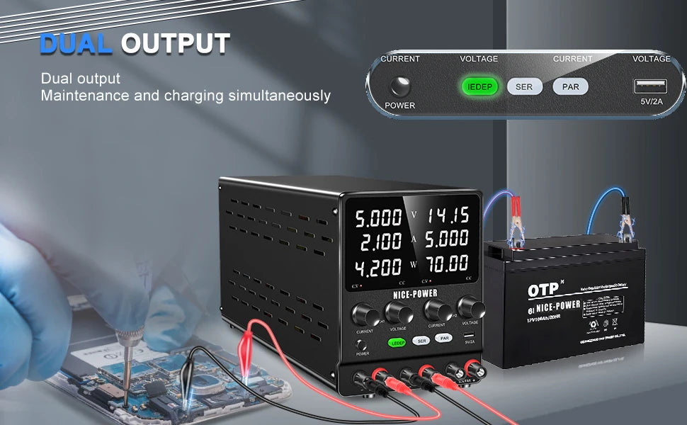 30V 10A DC Power Supply Adjustable Digit Display Dual Channel Lab Power Supplies Voltage Regulator Multiple Output 120V3A 60V5A
