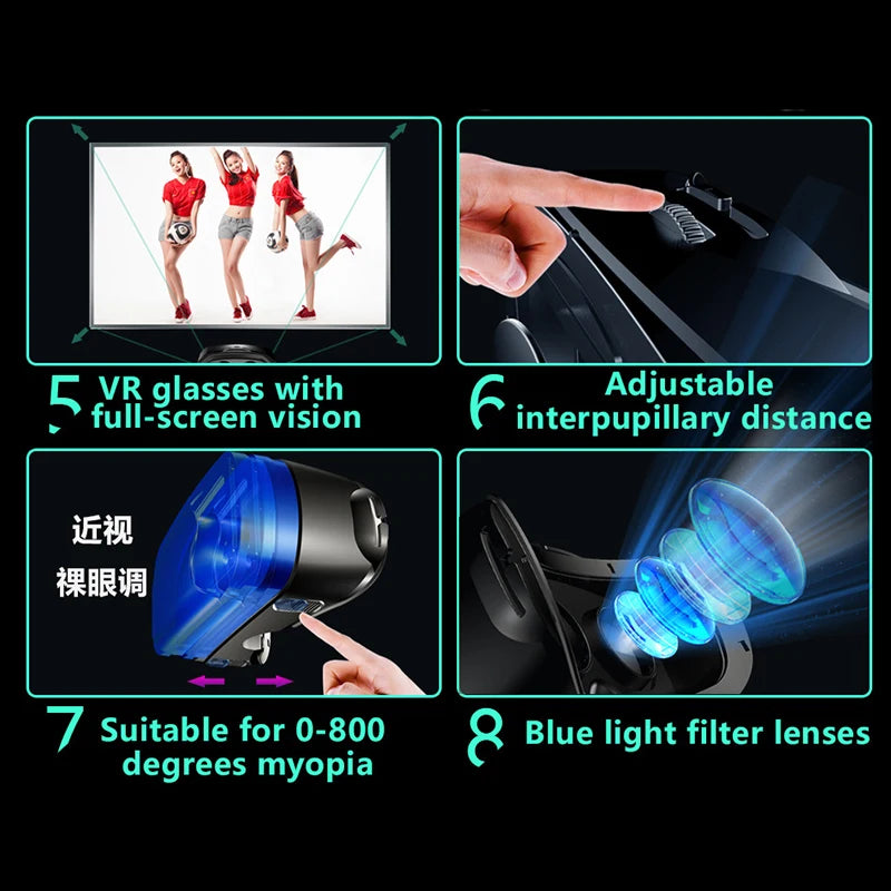 3D VR Headset Smart Virtual Reality Glasses Helmet for Smartphones Phone Lenses Headphones 7 Inches Binoculars Goggles Devices
