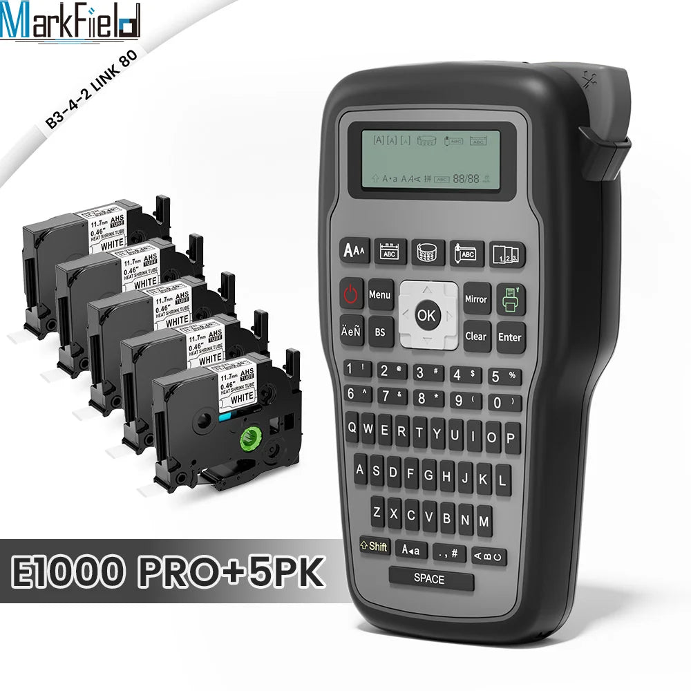 E1000 PRO Portable Label Printer 203dpi Compatible for Brother TZe231 HSE231 FX231 6-12mm Label Maker Machine Industrial Labeler