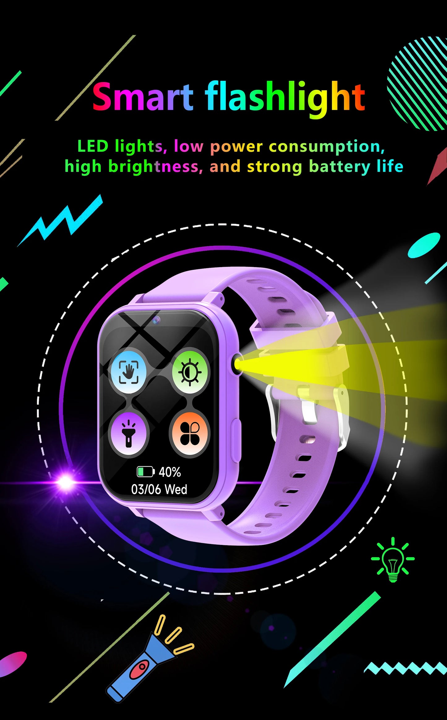Kids Games Smart Watch 18 Games Camera Waterproof Flashlight Sleep Monitoring Step Counter Boy Girl Children Smartwatch Gifts