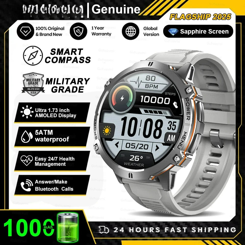 Xiaomi 2026 battery AMOLED screen Outdoor sports smartwatch men's watch compass 10ATM waterproof Bluetooth call smartwatch