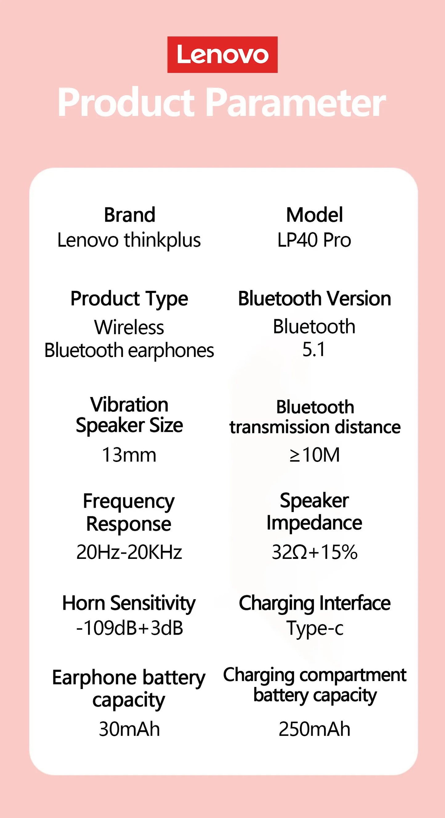 Lenovo LP40 Pro TWS Bluetooth 5.1 Quick Connect Earphones Ergonomic Design Headphones Powerful Transmission Speed Headset