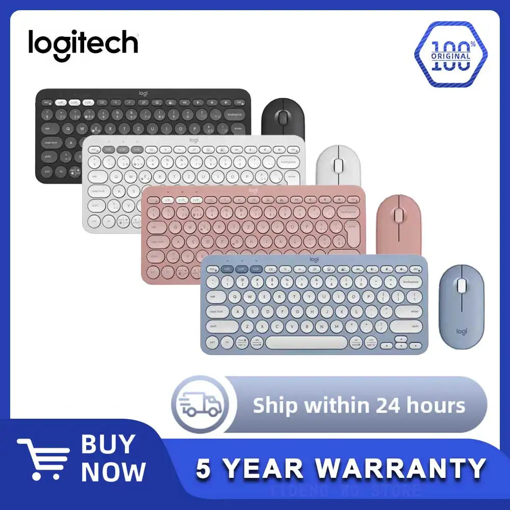 Logitech PEBBLE 2 COMBO Wireless Keyboard Mouse Combos Set Home Office Quiet Mouse Keyboard For Windows Pad Android IOS