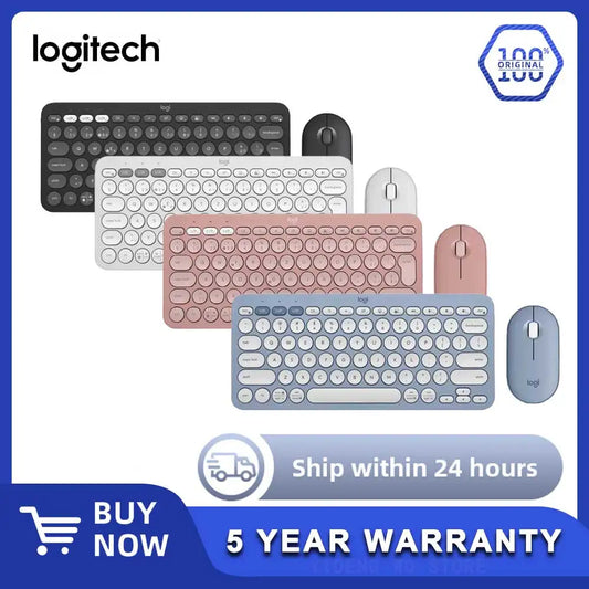 Logitech PEBBLE 2 COMBO Wireless Keyboard Mouse Combos Set Home Office Quiet Mouse Keyboard For Windows Pad Android IOS