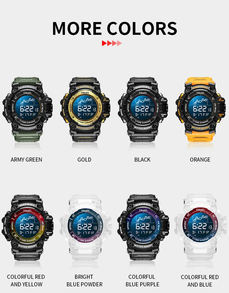 SMAEL Digital Watches Sports for Men 50m Waterproof LED Watches 8082 Men;s Wristwatches Digital  Clock Mens Sport Watches