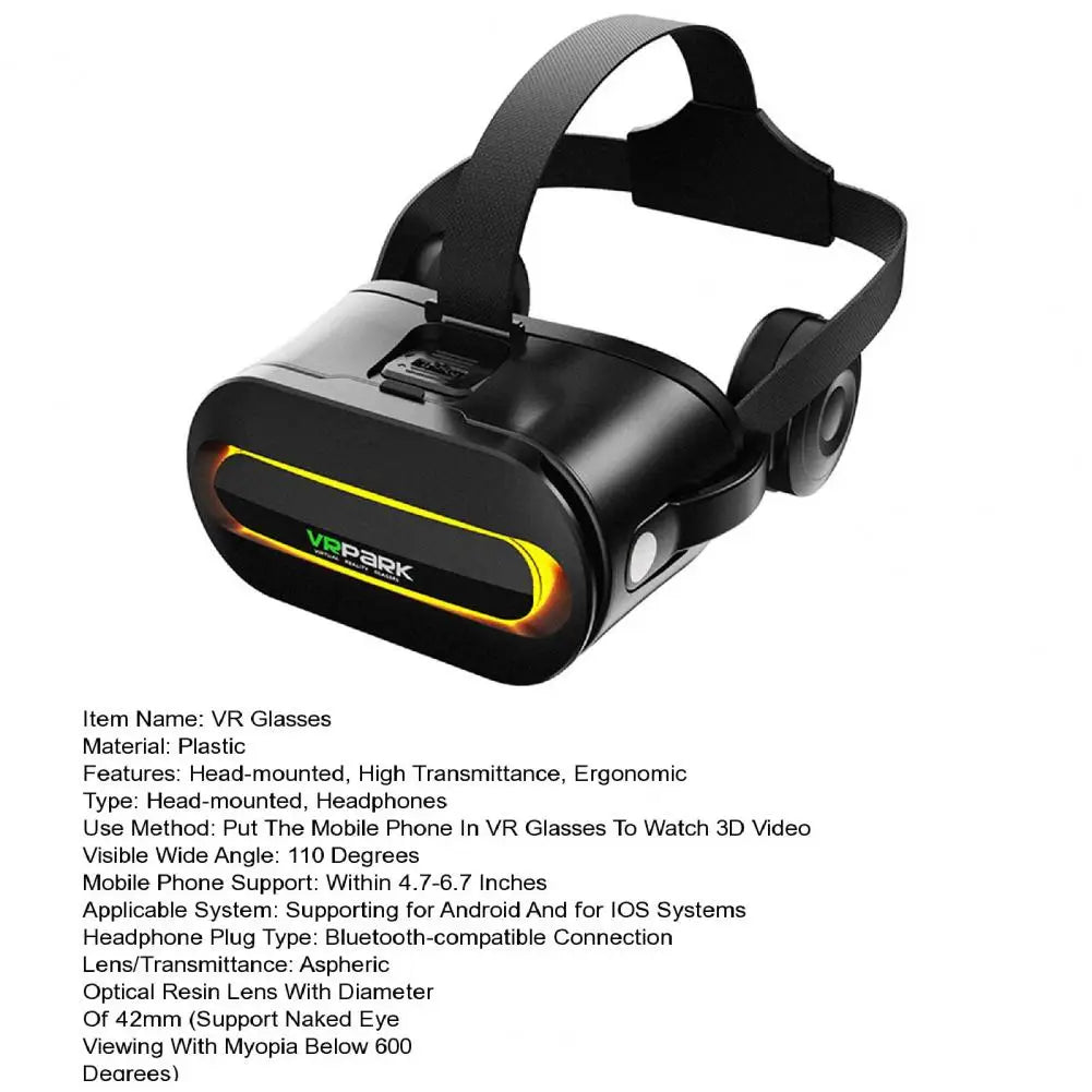 Smart Phone VR Glasses Virtual Reality Headset Bluetooth 3D Devices Headphones Helmet Goggles Lenses Smartphone Mobile Cell Viar