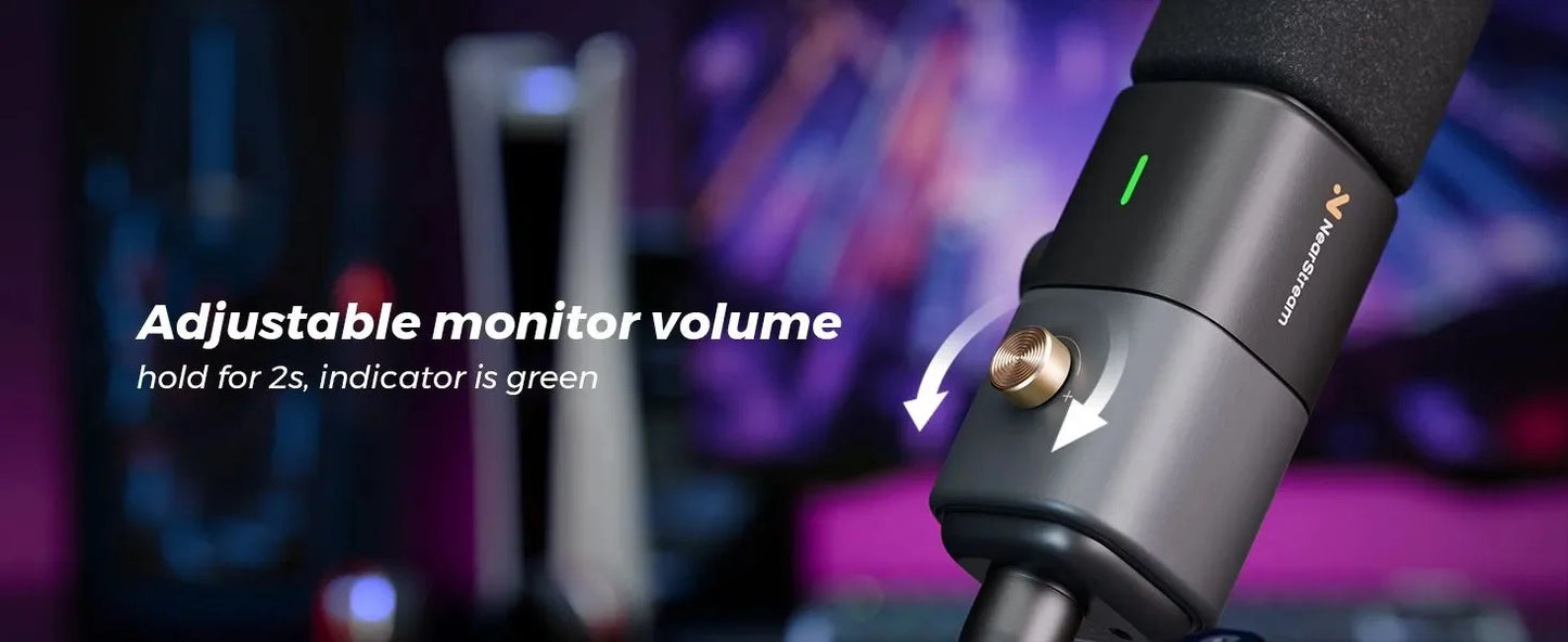 NearStream Condenser USB XLR Microphone Desktop Plug-and-Play Professional Mic pc for Gaming Streaming podcast studio Recording