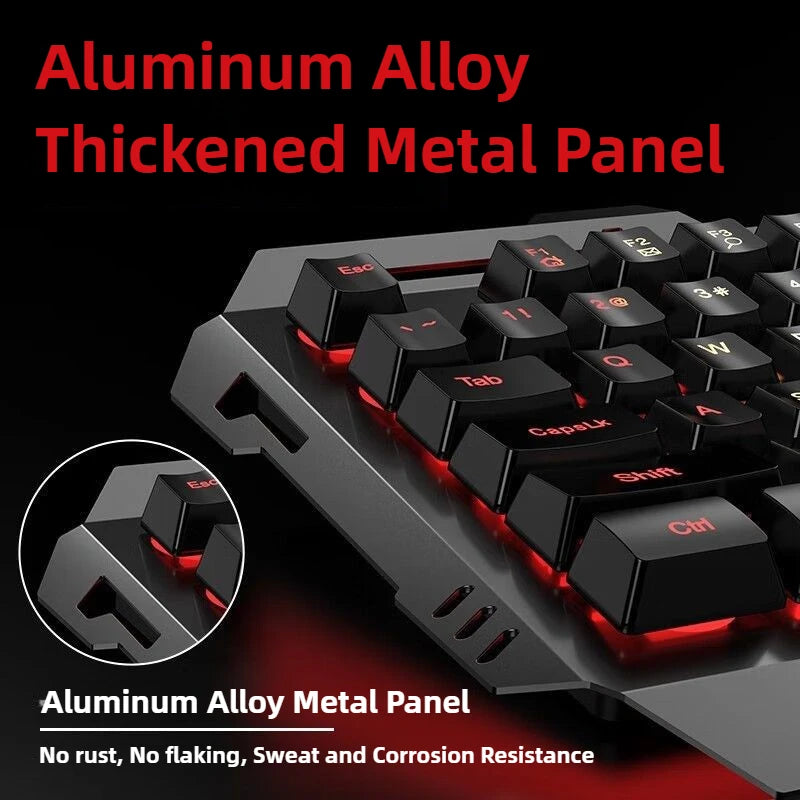 Gaming Wired Mechanical Keyboard Mouse Set Rainbow Glow Backlight 104 Keys Metal Panel Mechanical Keyboard for Laptop Desktop