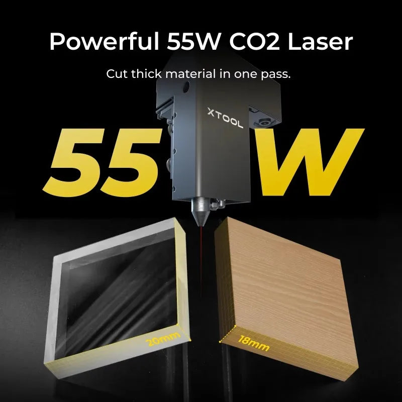 Xtool P2S 55W CO2 Laser Cutter All-In-1 Desktop Engraver Machine for Metal Leather Glass Acrylic Paper-New Condition