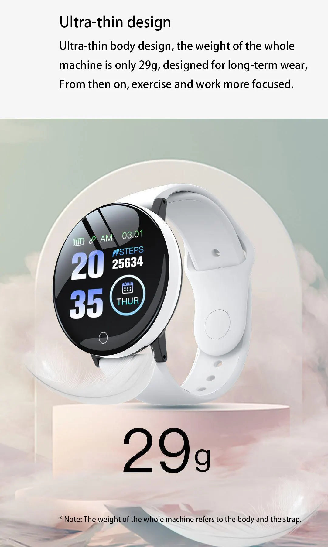 New Smart Bracelet 2025 Real Step Count Fashion Alarm Clock Watch Bluetooth Music Fitness Tracker Sports Smartwatch Android D18