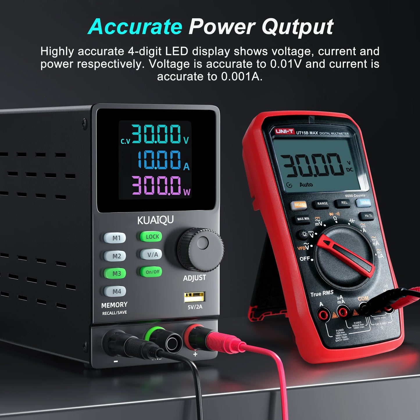 30V10A Programmable DC Power Supply Adjustable Bench Power Supply,M1-M4 Storage, Fast Output, Preset Voltage Current,60V 120V