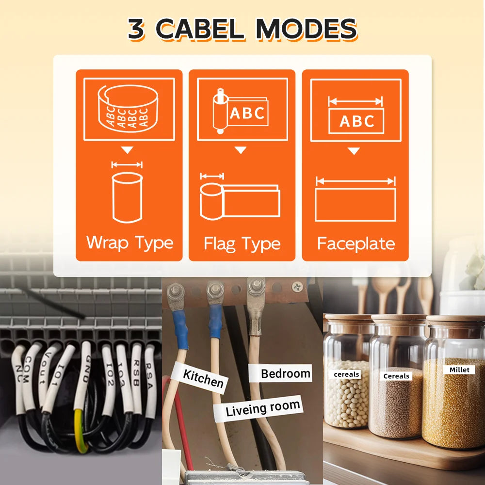 E1000 PRO Portable Label Printer 203dpi Compatible for Brother TZe231 HSE231 FX231 6-12mm Label Maker Machine Industrial Labeler