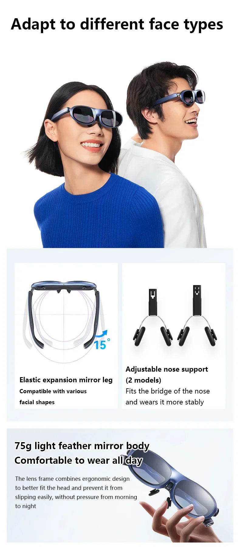 Rokid Max AR Smart Glasses Micro OLED 3D 215”Max Giant Screen Theater Viewing For Phones/Switch/PS5/Xbox/PC