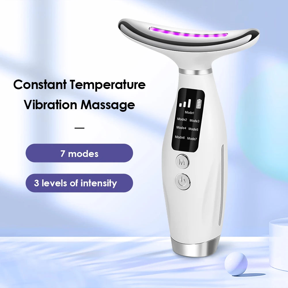 Neck Massager Facial Lift 7 Modes Electric Vibration Massage Skin Tightening LED Beauty Device Neck Beauty Skin Care