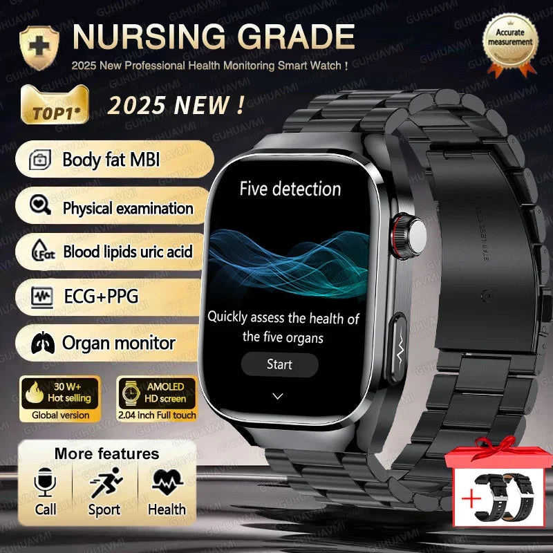Xiaomi 2025 New Three highs Blood Pressure Smartwatch ECG Uric Acid Heart Rate Clock Body Analysis Health Monitoring Watches