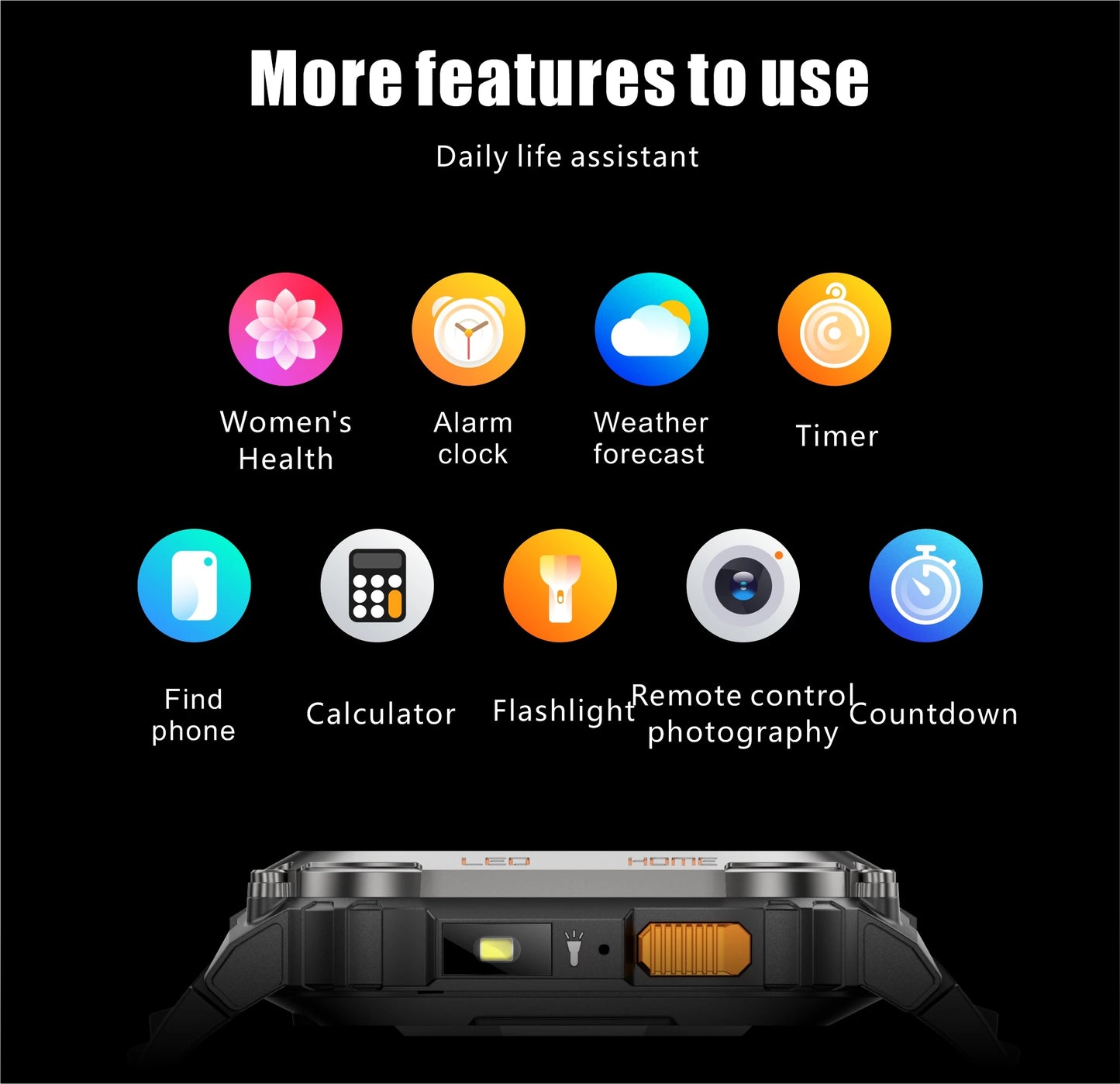 New GPS Tracking Smart Watch LED Flashlight 2.01inch HD Screen Compass BT Call Waterproof Sport Smartwatch For Android iOS